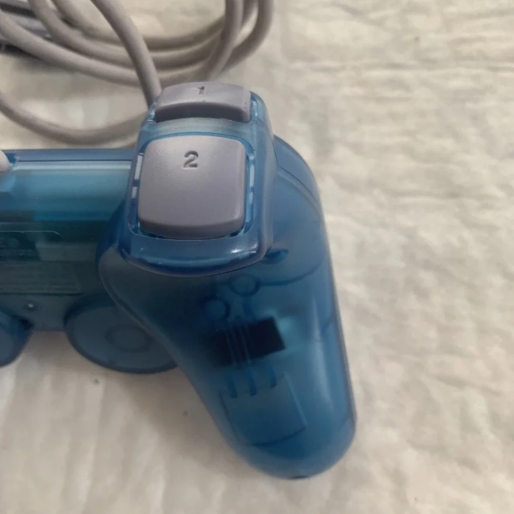 Playstation 1 PS1 PSone Dual Analog Controller SCPH-110 Clear Blue OEM Untested
